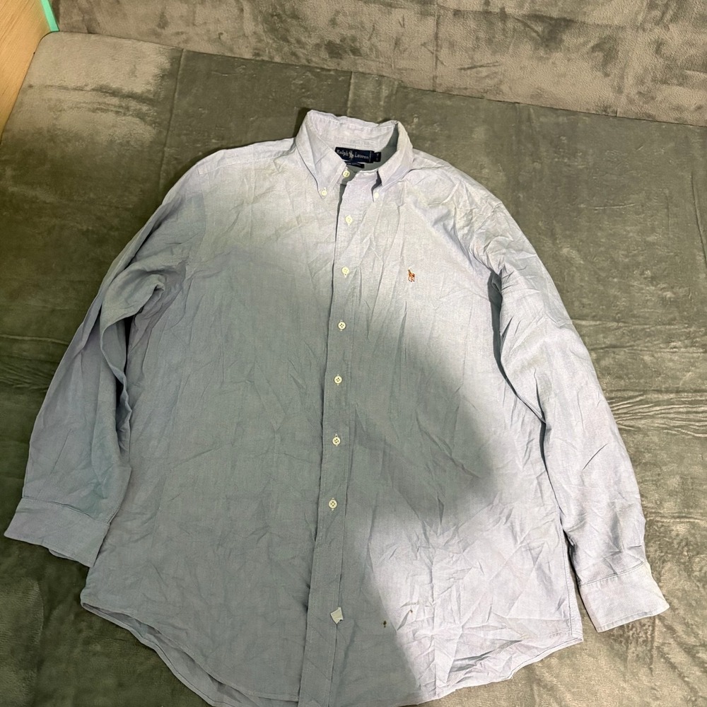 Ralph Lauren Shirt Mens 17 - 34 Blue Long Sleeve Button Down Preppy Dress Shirt